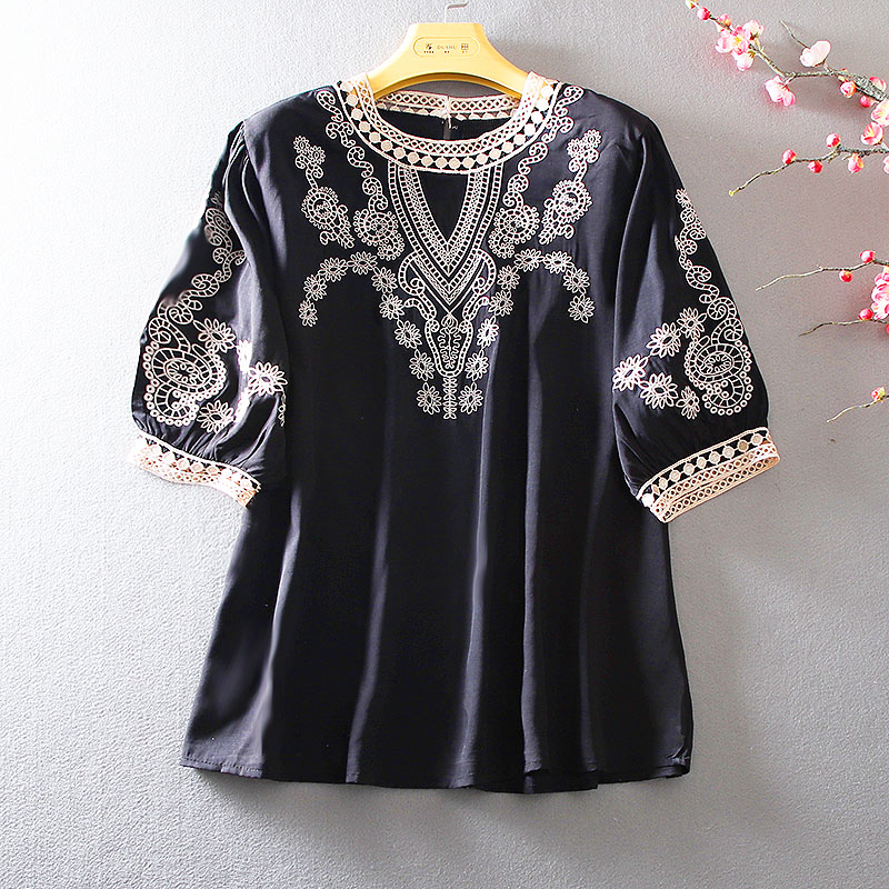 เสื้อลินิน เสื้อผ้าฝ้ายลินิน เสื้อเชิ้ตผ้าลินิน ปักลายสวยๆด้วยด้าย สไตล์VINTAGE