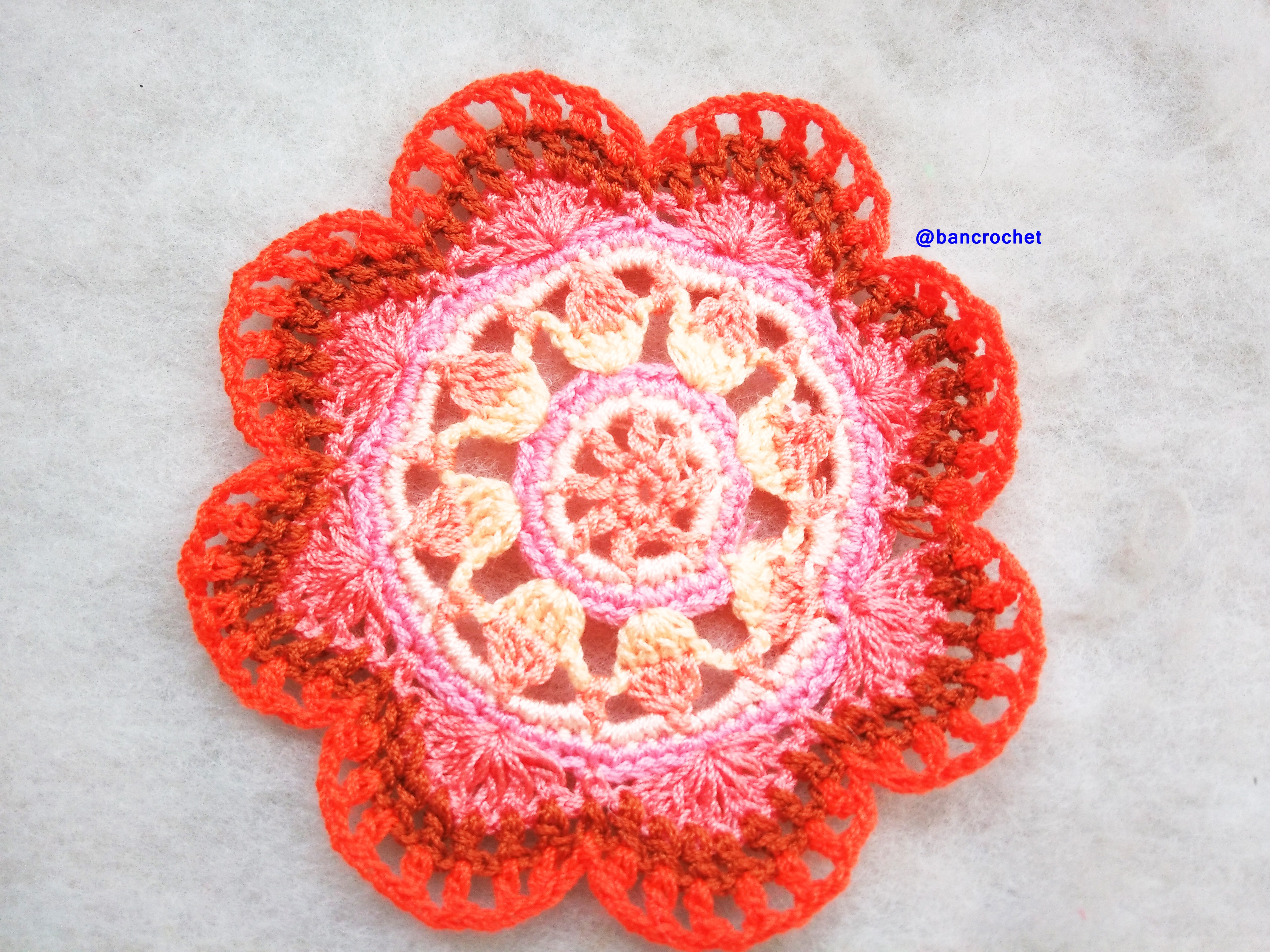 Bancrochet ที่รองแก้วถักโครเชต์ crochet coasters หลากสี 4 นิ้ว