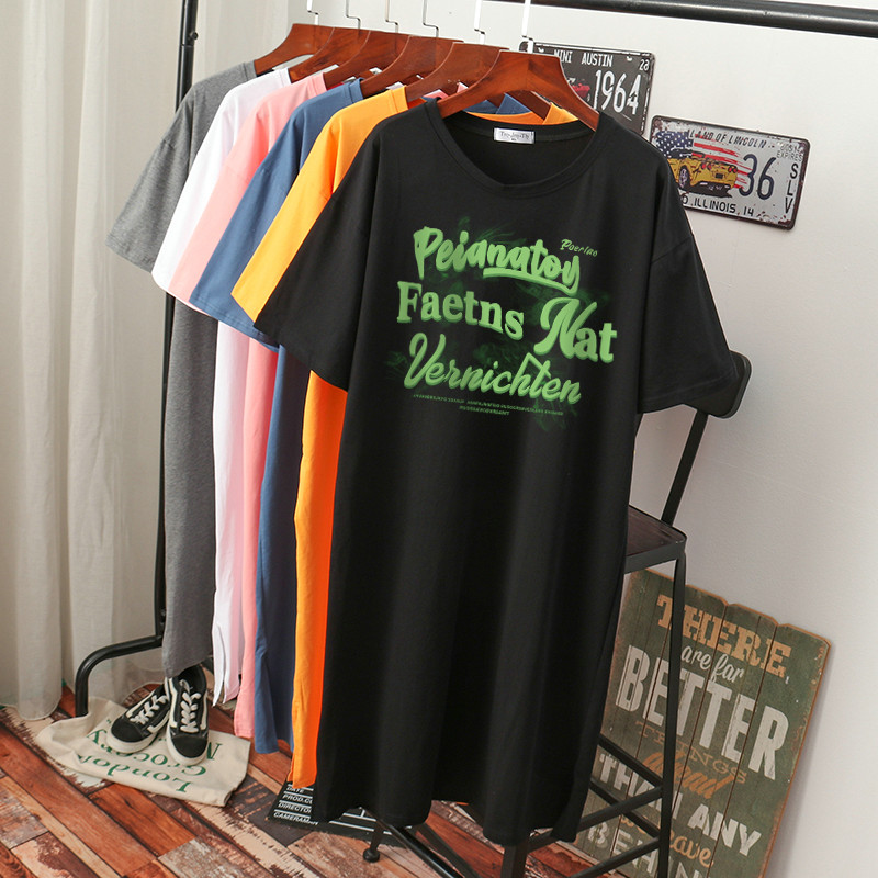 เดรสสไตล์เสื้อยืด S-3XL(อกเสื้อยืด 43- 51 นิ้ว)ใส่สบายๆอยู่บ้าน ใส่นอน