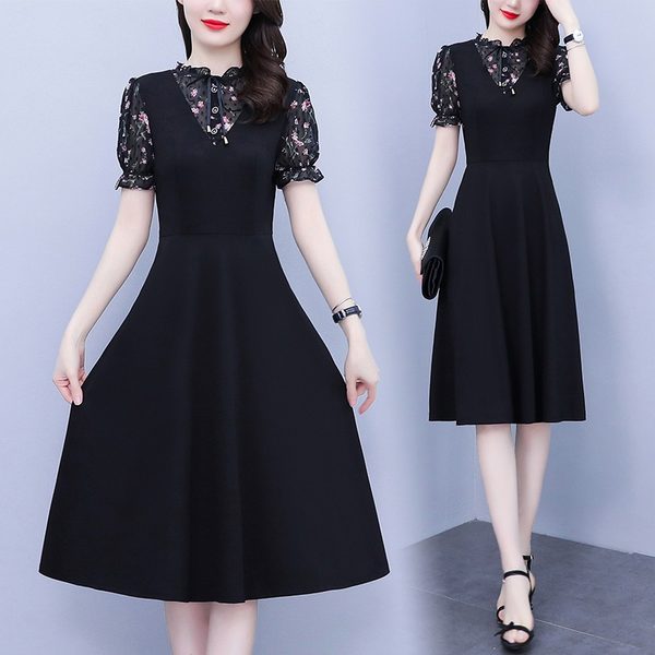 เดรสคนอ้วน เดรสสาวอวบ ชุดเดรสคนอ้วนวัยรุ่นแขนสั้น BY PLUS SIZE Girl