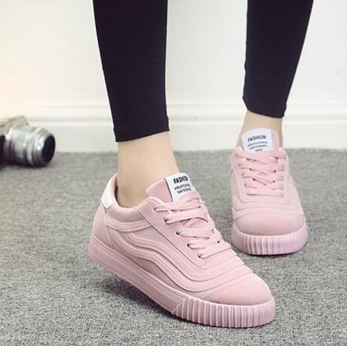 รองเท้าผ้าใบ ผู้หญิง รองเท้า วัยรุ่น รองเท้าหุ้มส้น สีชมพู สาวหวาน น่ารัก ดีไซน์ ลายเส้น รองเท้าใส่เที่ยว ออกกำลังกาย แบบสปอร์ต 131001_4