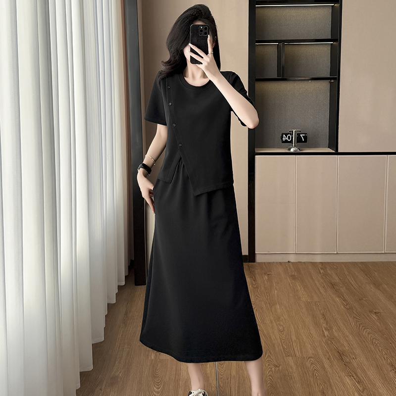 เดรสสีดำ ชุดเดรสคนอ้วน ชุดเดรสสาวพลัสไซส์ XL-5XL