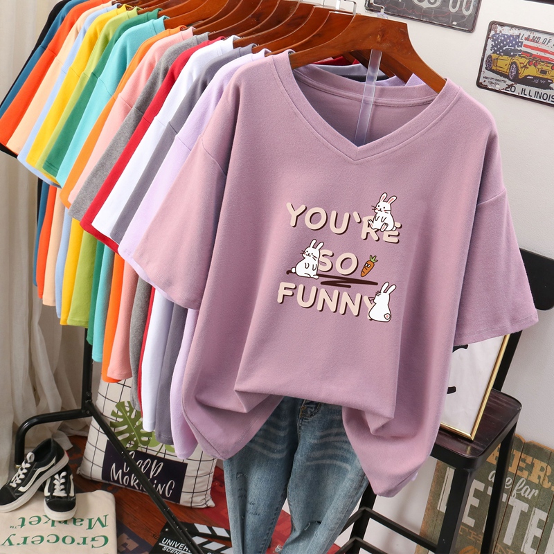 เสื้อยืดคอตตอน สกรีนลายน่ารัก มีหลากหลายสี ส่งฟรีทั่วไทย BY JIMIAO