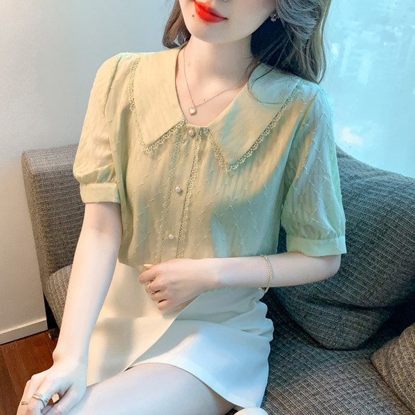 เสื้อลูกไม้ แขนสั้น