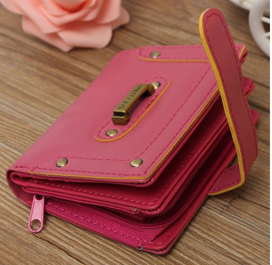 กระเป๋าสตางค์ผู้หญิง ใบสั้น กระเป๋าสตางค์ หนัง Pu แฟชั่น เก๋ ๆ มีสาย เข็มขัด คาดด้านหน้า แยกช่องซิป ใส่เหรียญ ใส่บัตรได้เยอะ 115726