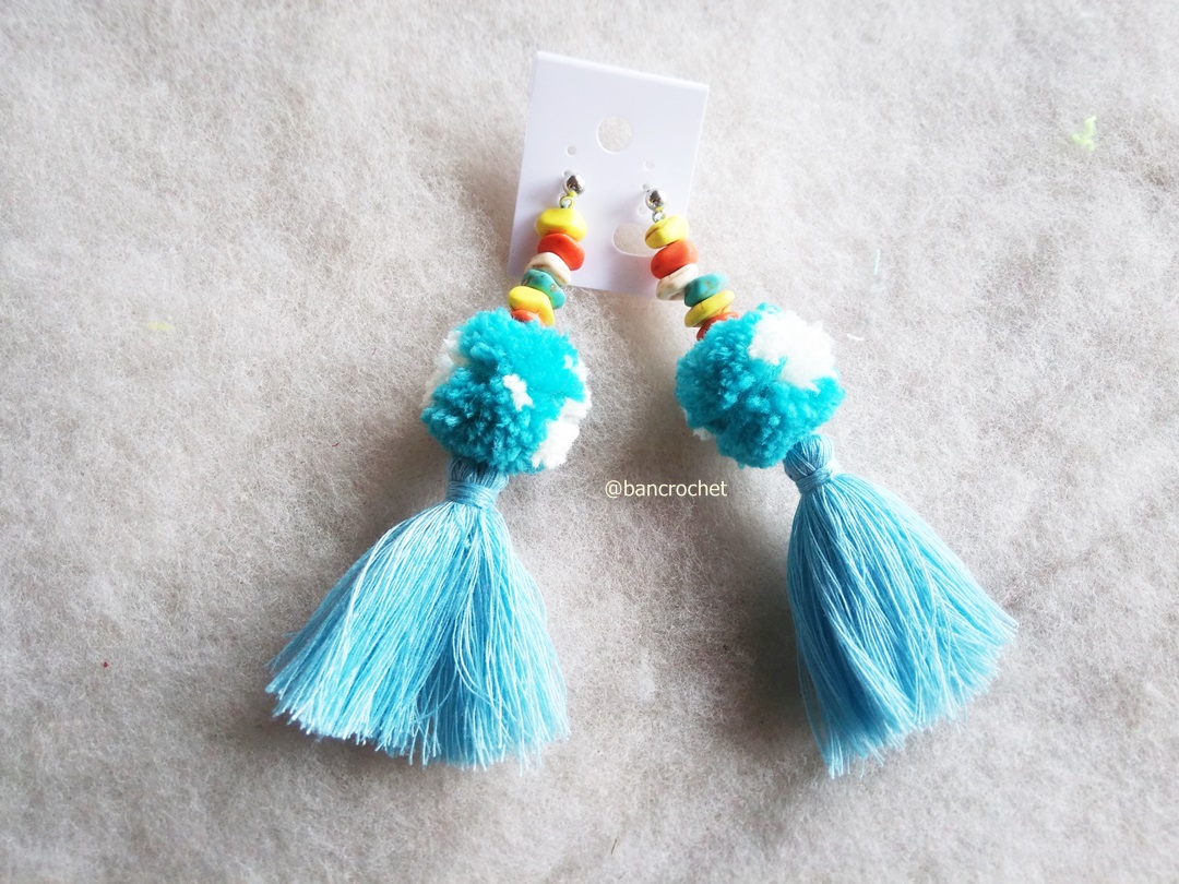 ต่างหูถักโครเชต์ crochet earrings หลากสี 4-6 นิ้ว