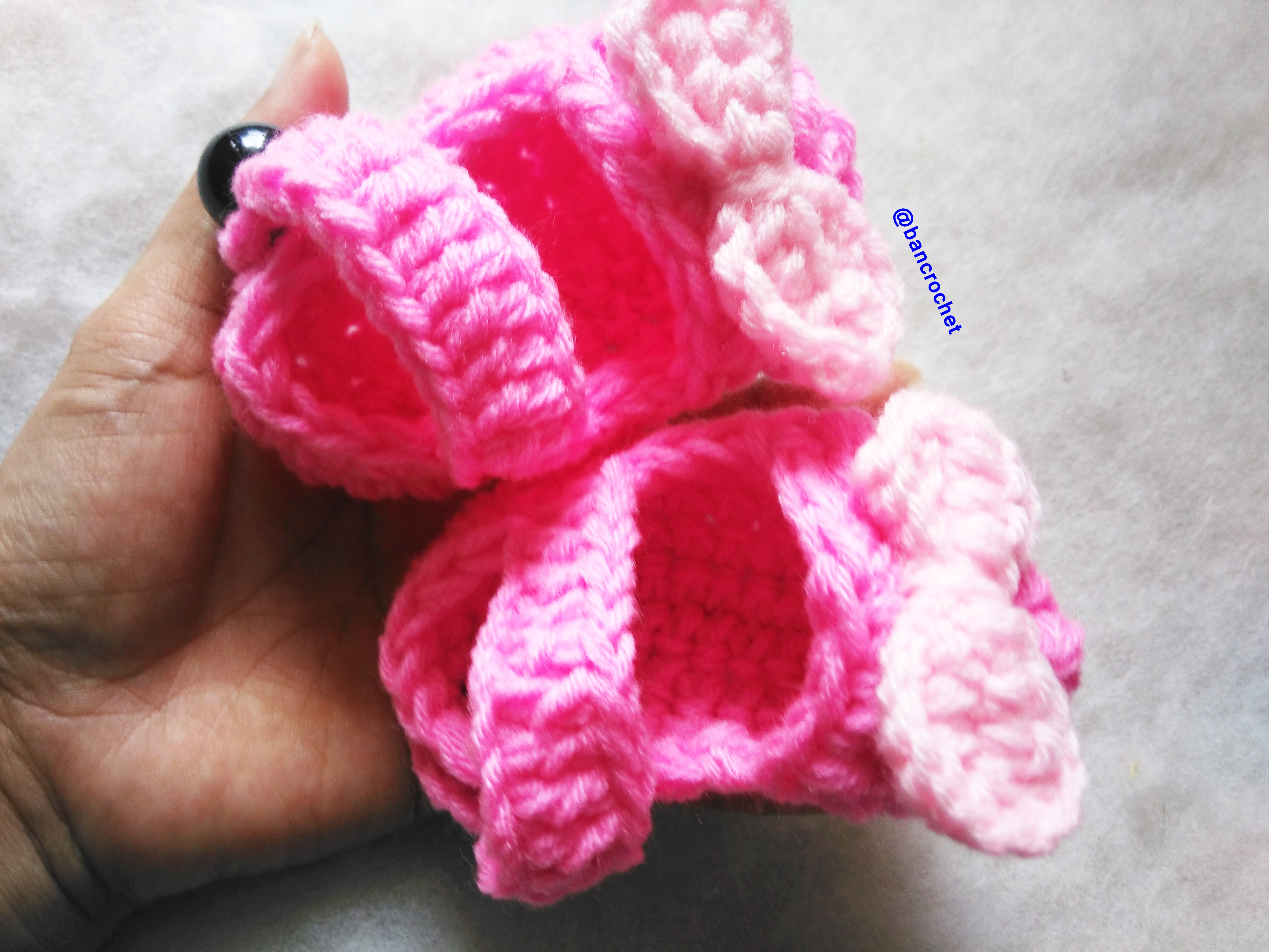Bancrochet รองเท้าเด็กถักโครเชต์ crochet baby shoes ชมพู 8-9cm