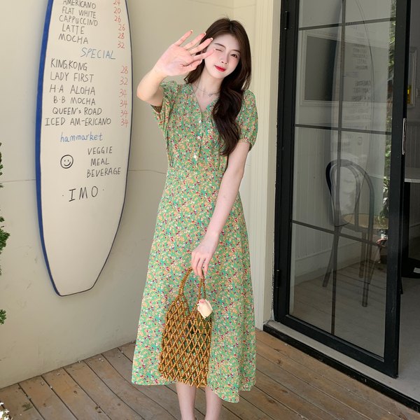 เดรสคนอ้วน เดรสสาวอวบ ชุดเดรสคนอ้วนวัยรุ่นแขนสั้น BY PLUS SIZE Girl
