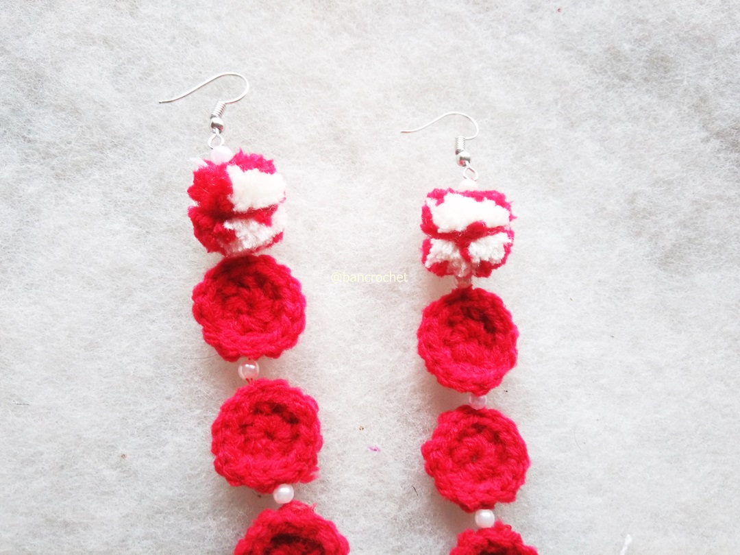 ต่างหูถักโครเชต์ crochet earrings หลากสี 4-6 นิ้ว