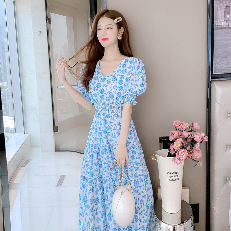 เดรสลูกไม้ เดรสชีฟองสวยๆ แขนสั้น By Meiyi women's clothing