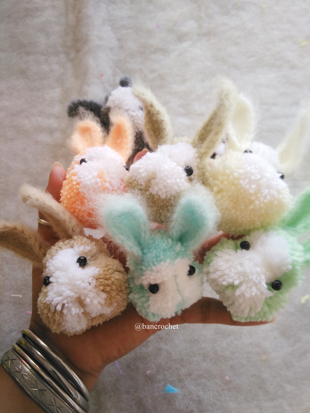 ปอมปอมตุ๊กตากระต่าย pompoms dolls หลากสี 3 นิ้ว