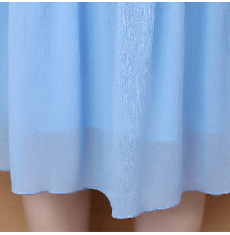 Dress4409 เดรสทรงสวยสีพื้นฟ้าแต่งลูกไม้ แขนสามส่วนระบาย มีซับในอย่างดีทั้งชุด ผ้าชีฟองเกรดพรีเมียมเนื้อดีมีน้ำหนักทิ้งตัวใส่แล้วดูเพรียว งานดีดูสวยแพง ใส่ออกงานได้