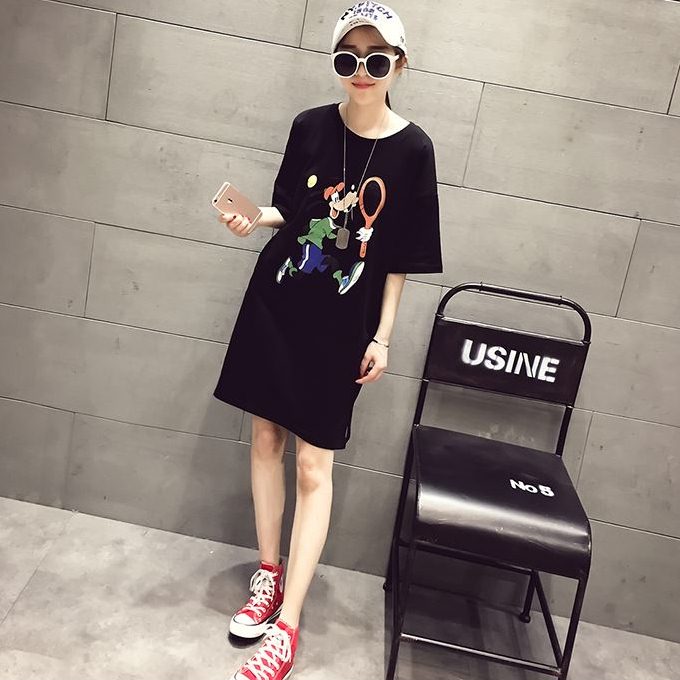 Dress4006 ชุดเดรสโอเวอร์ไซส์ทรงปล่อยใส่สบาย ผ้าคอตตอนสีพื้นเนื้อดีหนานุ่มสวยเกรดพรีเมียม หน้าอกสกรีนลายคมชัด ผ้าสวยเกินราคาเนื้อดีนุ่มใส่สบายยืดขยายได้เยอะ