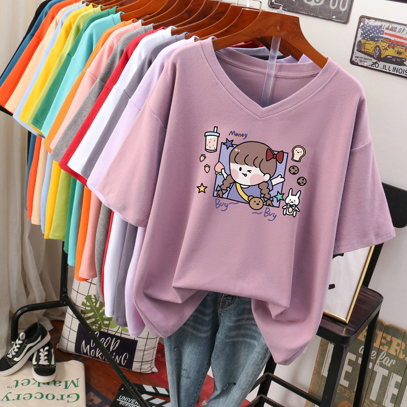 เสื้อยืดคอตตอน สกรีนลายน่ารัก มีหลากหลายสี ส่งฟรีทั่วไทย BY JIMIAO
