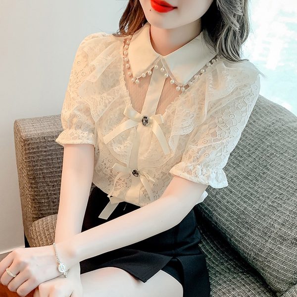 เสื้อลูกไม้ แขนสั้น