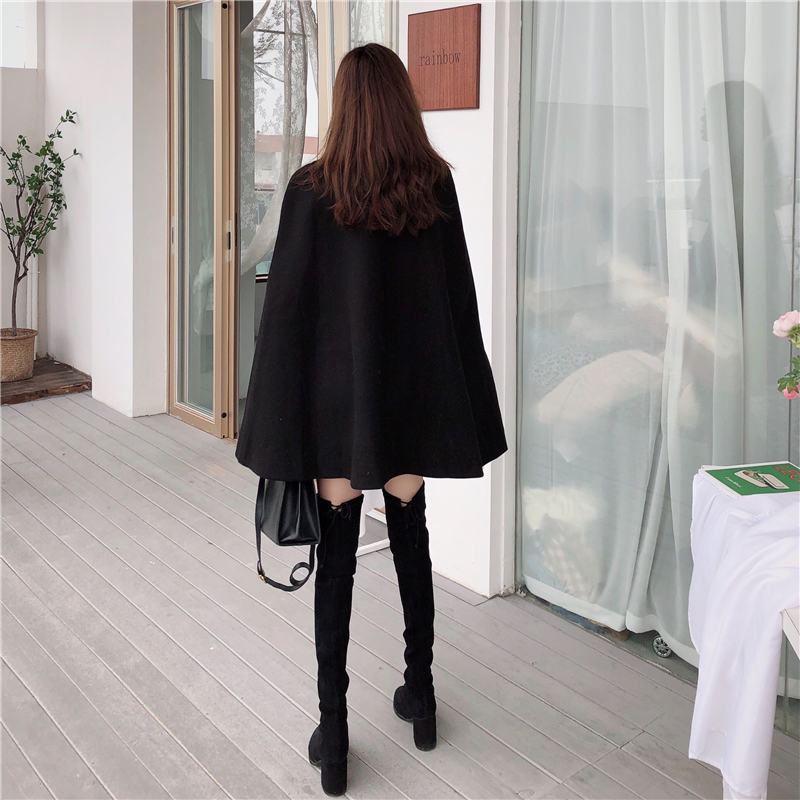European style cape coat แบบสวยผู้ดี ไฮโซสุดๆ สายแฟชั่นห้ามพลาด ทรงสวยเกาหลี พร้อมสายรัดเอว เพิ่มความเก๋ มีซับในกันลมด้วยน้า black