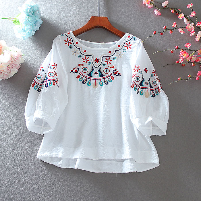 เสื้อลินิน เสื้อผ้าฝ้ายลินิน เสื้อเชิ้ตผ้าลินิน ปักลายสวยๆด้วยด้าย สไตล์VINTAGE BY Dreamroom