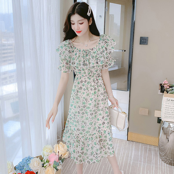 เดรสลูกไม้ เดรสชีฟองสวยๆ แขนสั้น By Meiyi women's clothing