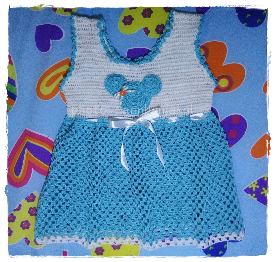 เสื้อเด็กมิกกี้เม้าท์ถักโครเชต์ (mickey mouse dress baby)