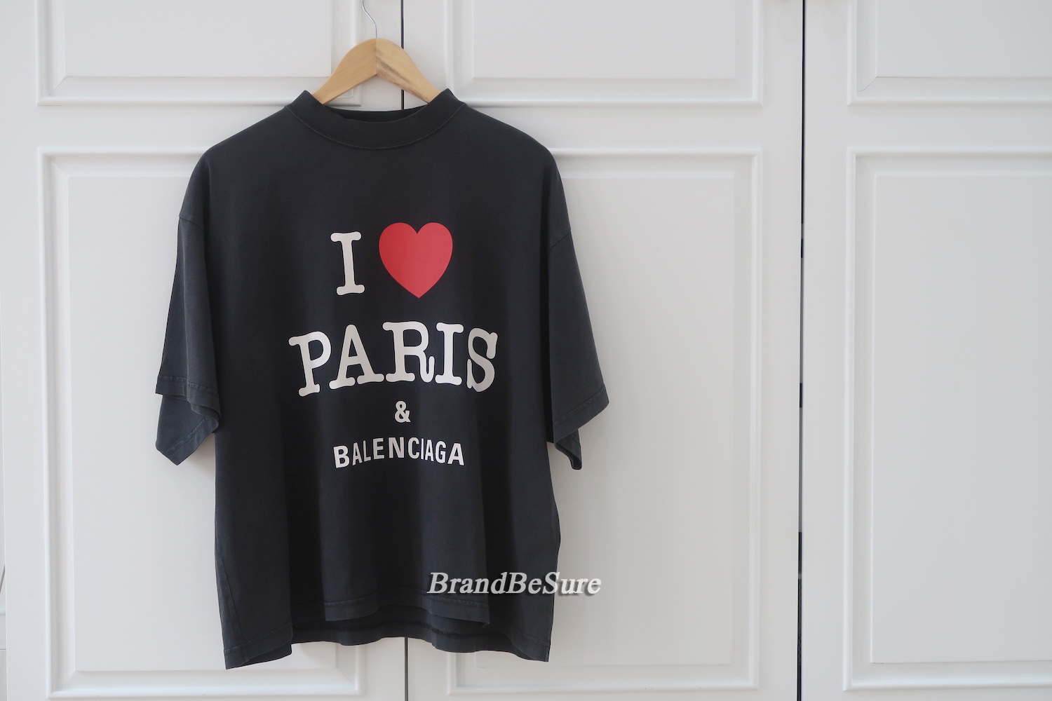 Balenciaga Black I Love Paris Logo T Shirt