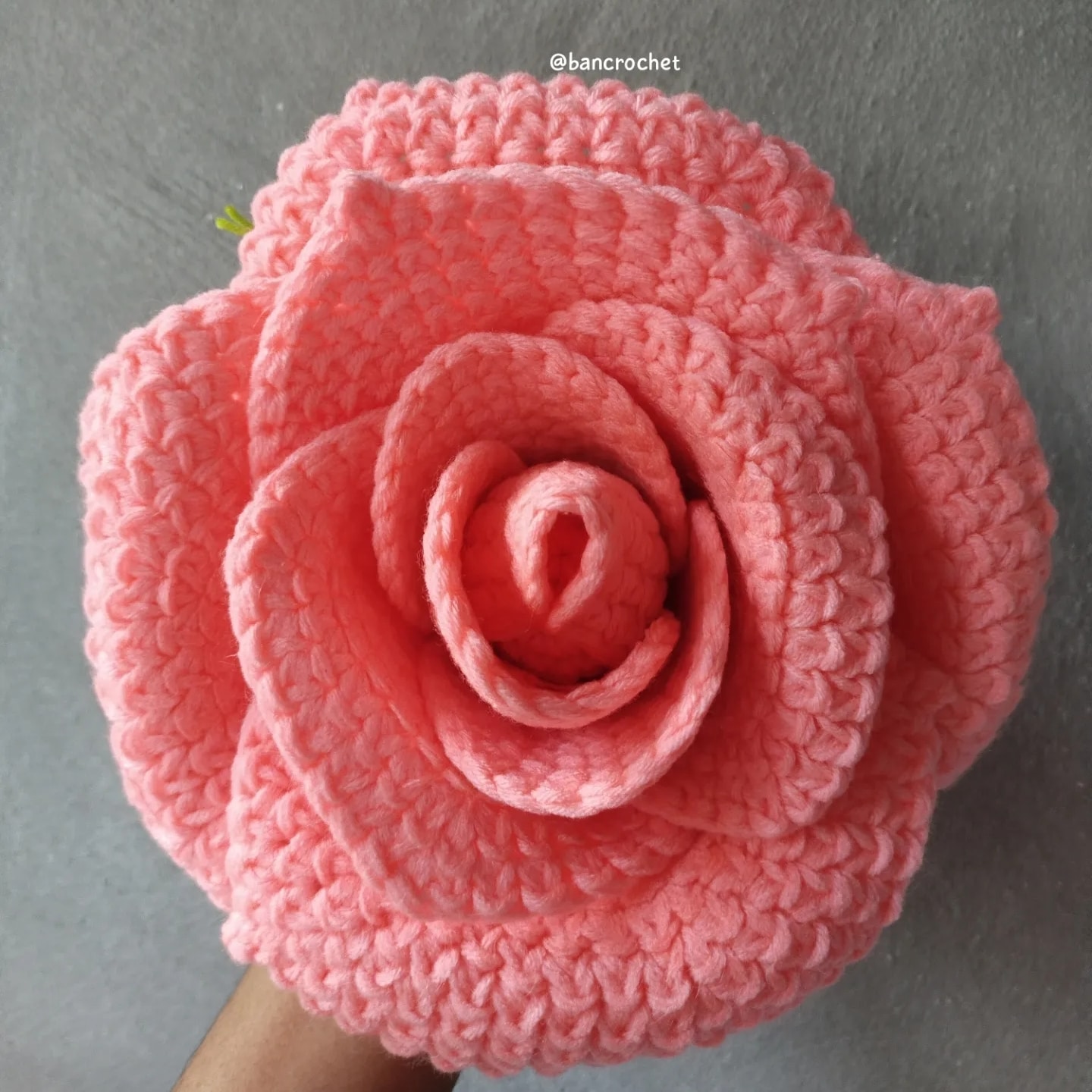 Bancrochet กุหลาบดอกใหญ่ถักโครเชต์ crochet big rose หลากสี 20 cm