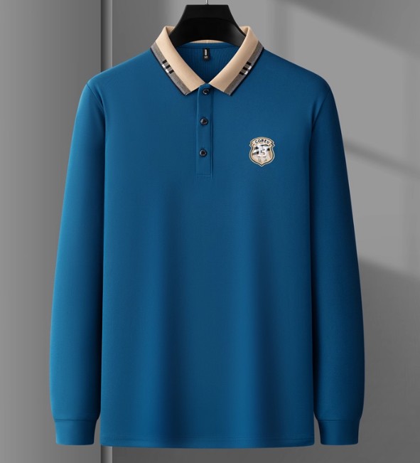 เสื้อ polo คอปก แขนยาว เสื้อโปโล ผู้ชาย สไตล์ นักเรียนนอก ปกลายสก๊อต สวยเท่ ๆ เสื้อคอปก โปโลสวย ๆ 626053