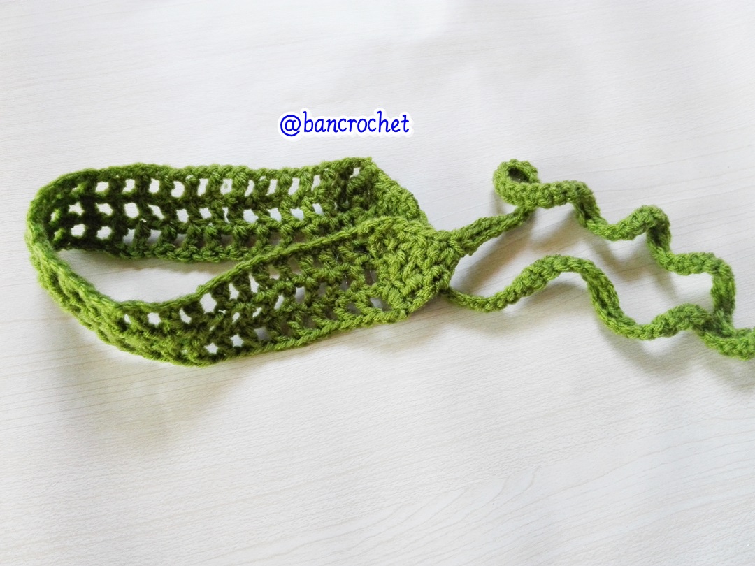 Bancrochet ที่คาดผมถักโครเชต์ crochet headband เขียวขี้ม้า 1-1.5*13 inch