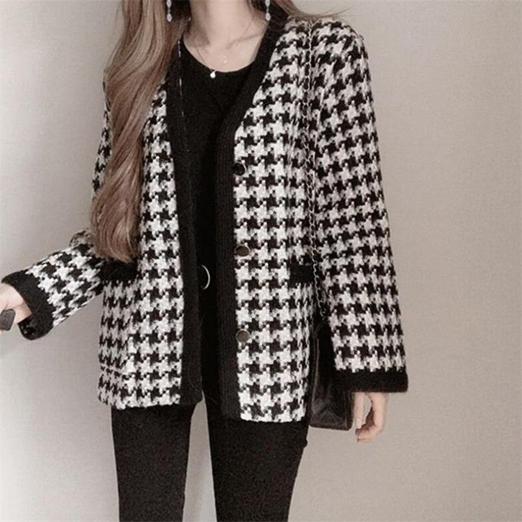 เสื้อโค้ทกันหนาว Houndstooth Tweed Coat ลายชิโนริ ทรงสั้น สายเกาห้ามพลาด