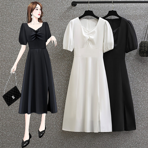 เดรสคนอ้วน เดรสสาวอวบ ชุดเดรสคนอ้วนวัยรุ่นแขนสั้น BY PLUS SIZE Girl