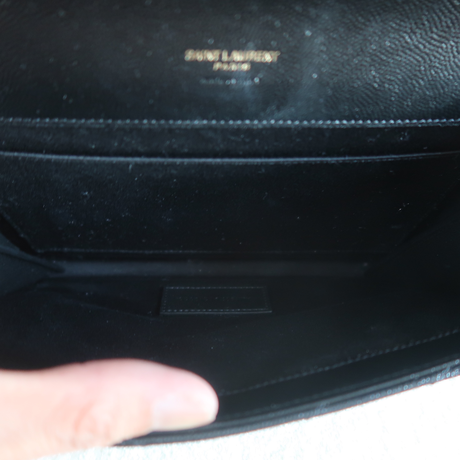 Saint Laurent Black Cassandre Matelasse Wristlet Pouch