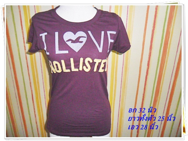 เสื้อยืดผู้หญิง Hollister สีเลือดหมู