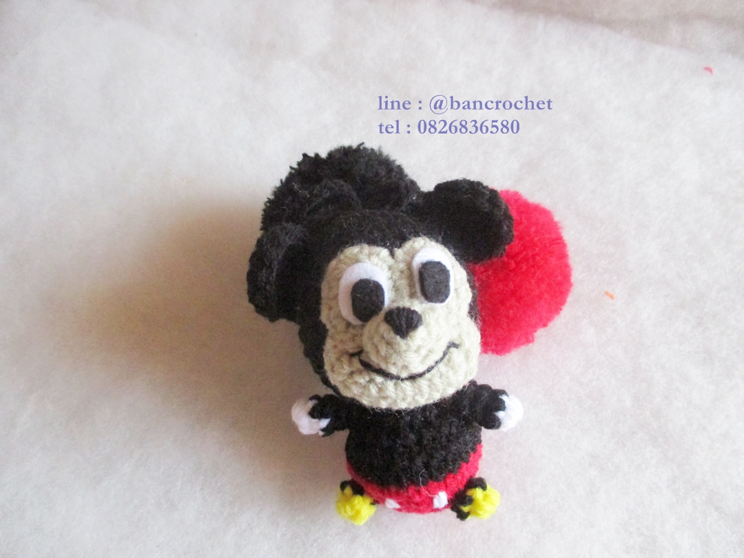 ที่ห้อยกระเป๋า พวงกุญแจตุ๊กตา มิกกี้เม้าส์ถักโครเชต์ mickey mouse dolls pom pom amigurumi crochet keychain