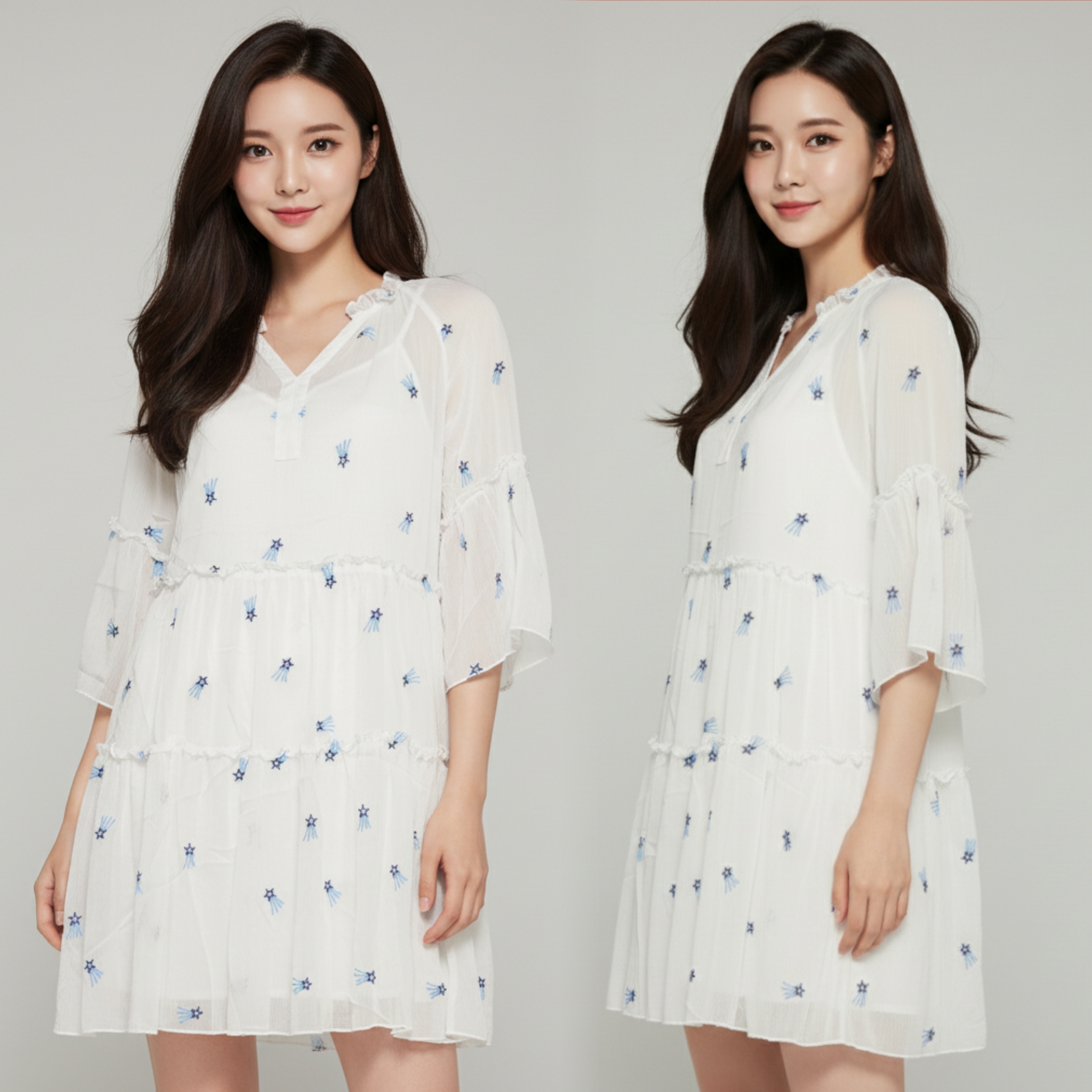 ✨ Dress4700 เดรสชีฟอง สีขาว ผ้านุ่มพริ้วใส่สบาย ดูหวานมีเสน่ห์