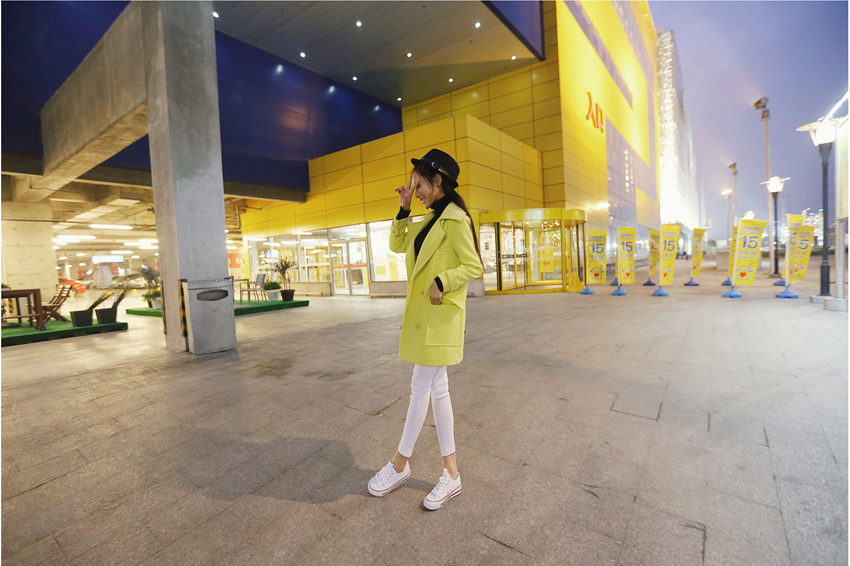 Korean hot double-breasted long-sleeved coat โค้ททรงสวยสีเขียวนีออน แบรนด์ RJ STORY แท้ พร้อมส่ง สีเขียวนีออน ตามภาพ สีจริงสวยค่ะ