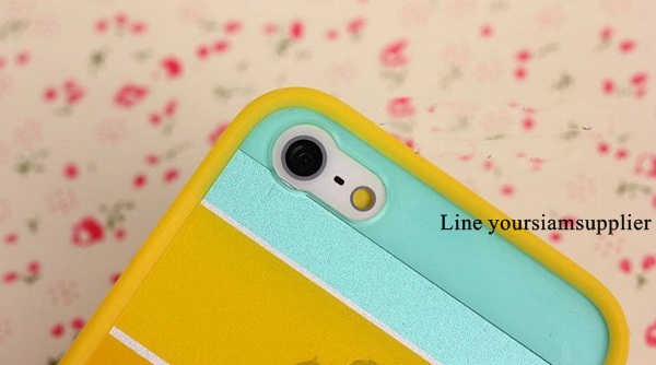 เคส iphone 5 สีรุ้ง Rainbow case ขอบเหลือง ฟรีปากกา Touch screen