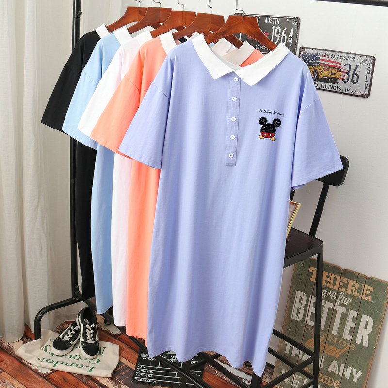 เดรสสไตล์เสื้อยืด S-3XL(อกเสื้อยืด 43- 51 นิ้ว)ใส่สบายๆอยู่บ้าน ใส่นอน
