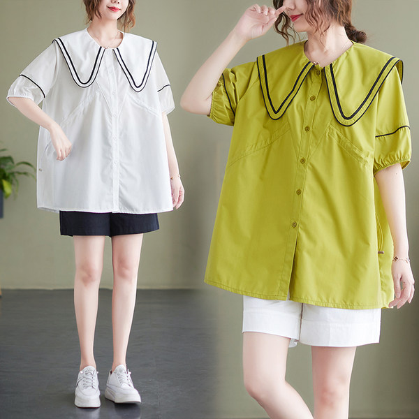 เสื้อลินินคนอ้วน เสื้อทีเชิ้ตคนอ้วนผู้หญิง เสื้อทีเชิ้ตตัวใหญ่ By Literary Plus size
