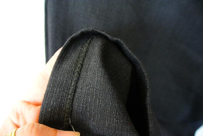 กางเกงขากว้างผ้าลินินสีดำ เนื้อหนาพอดี ไม่บาง