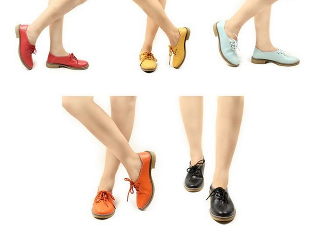 รองเท้าหุ้มส้น ผู้หญิง รองเท้าหนังแท้ สไตล์ oxford รองเท้าผู้หญิง หุ้มส้น สีแดง แบบเรียบ ๆ มีสไตล์ รองเท้าหนังผู้หญิง แบบ เท่ ๆ 909981_2