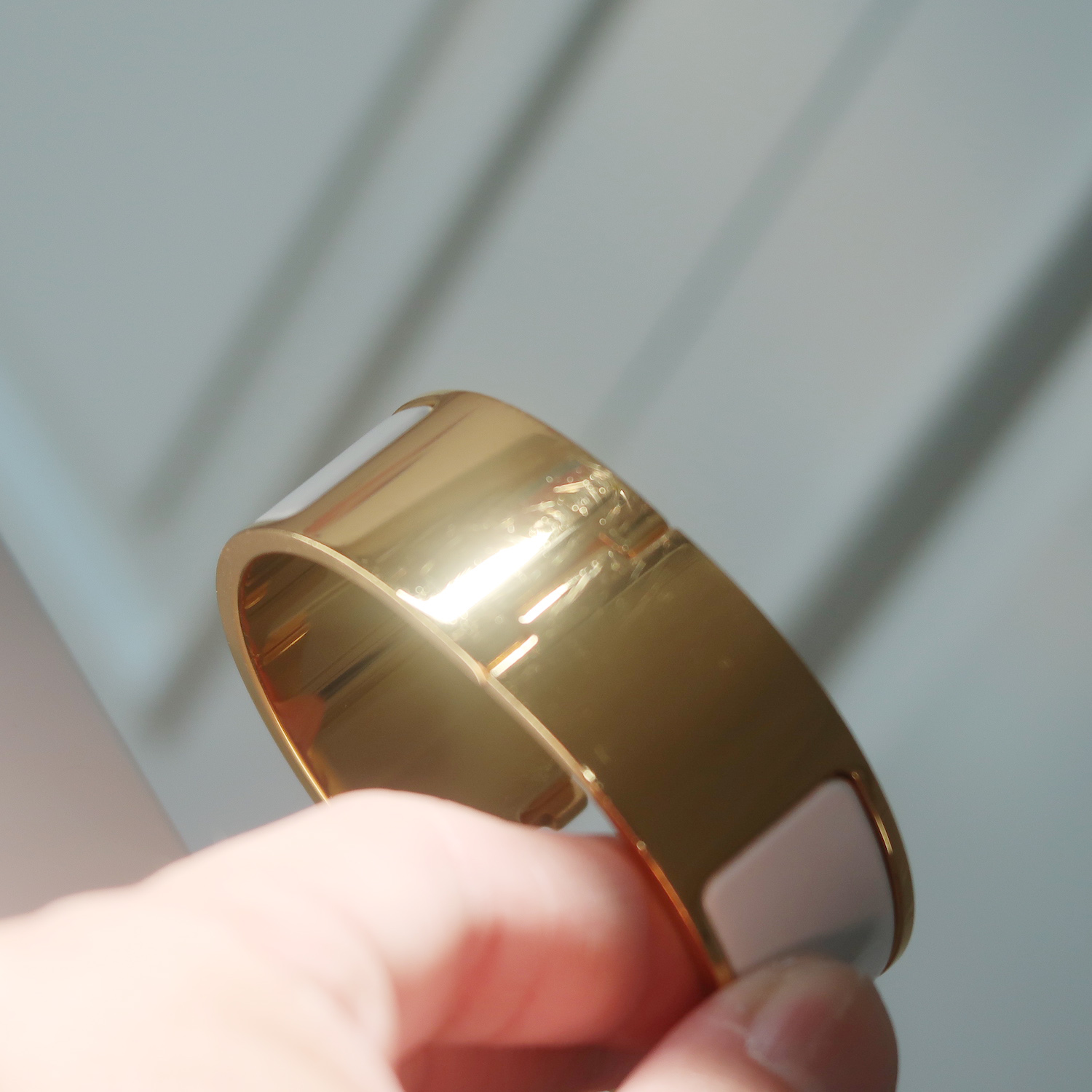 Hermes White Enamel Clic Clac H Bracelet Medium PM