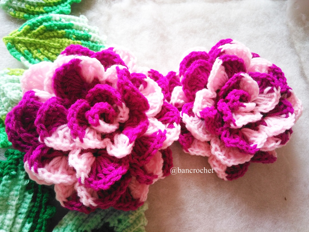 กุหลาบถักไหมพรม Rose Flowers Crochet หลากสี 4 นิ้ว