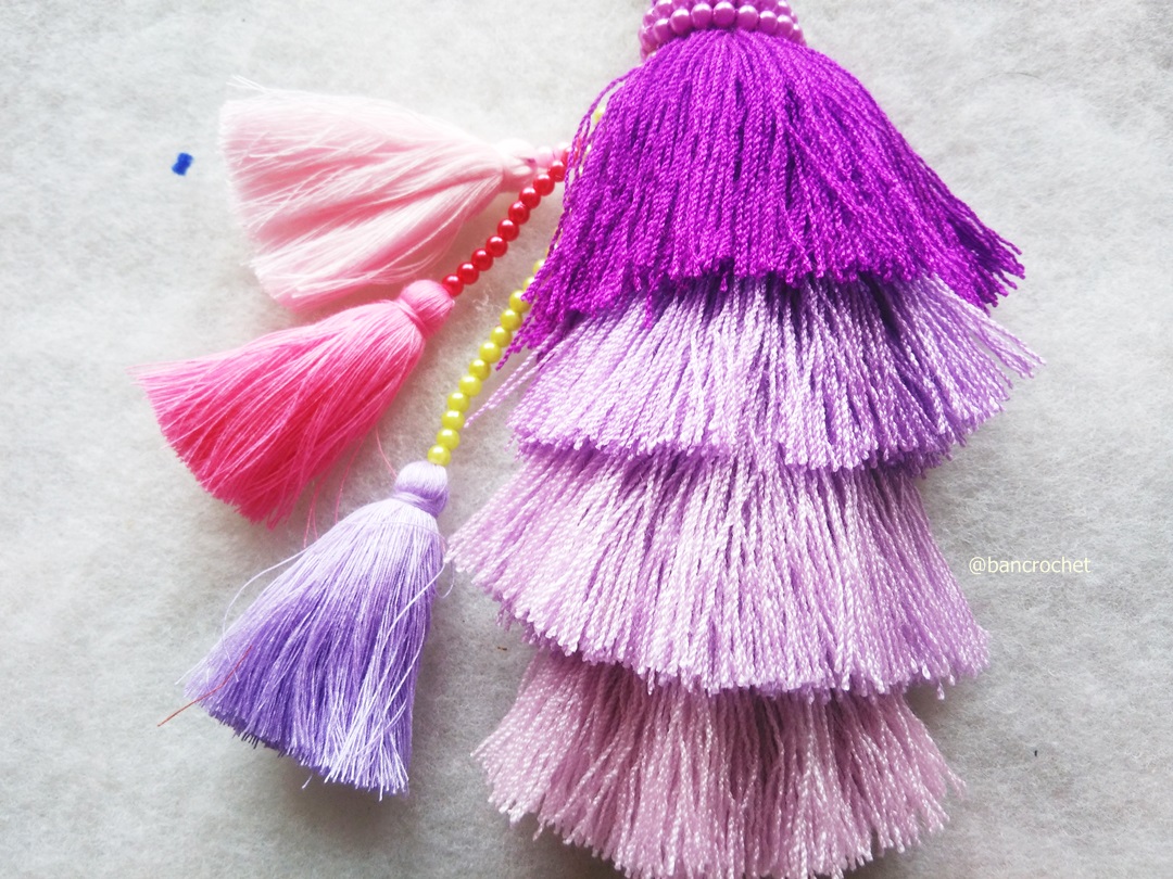 Bancrochet พวงกญแจพู่แขวนกระเป๋า Tassel keychains หลากสี 7 นิ้ว (inch)