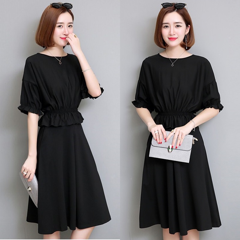 Set_bs1611 ชุดเซ็ท 2 ชิ้น(เสื้อ+กระโปรง) เสื้อแขนสามส่วนระบายเอวสม็อคยางยืด+กระโปรงยาวซิปหลังกระเป๋าข้าง ผ้าหนาเนื้อดีมีน้ำหนักทิ้งตัวสวยยืดขยายได้ งานสองชิ้นสวยคุ้ม ทรงสวยเรียบหรู ผ้าดีเกินราคาดูสวยแพง ใส่เที่ยว/ใส่ทำงานได้