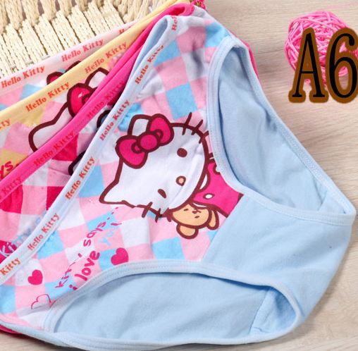 กางเกงในเด็ก Set 6 ตัว เนื้อผ้า Cotton ลาย ตาราง คิตตี้ ขอบเรียบ no 34645_a6