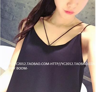 เสื้อสายเดี่ยวสุด sexy แต่งสายโชว์หลัง ผ้าชีฟอง 2 ชั้น