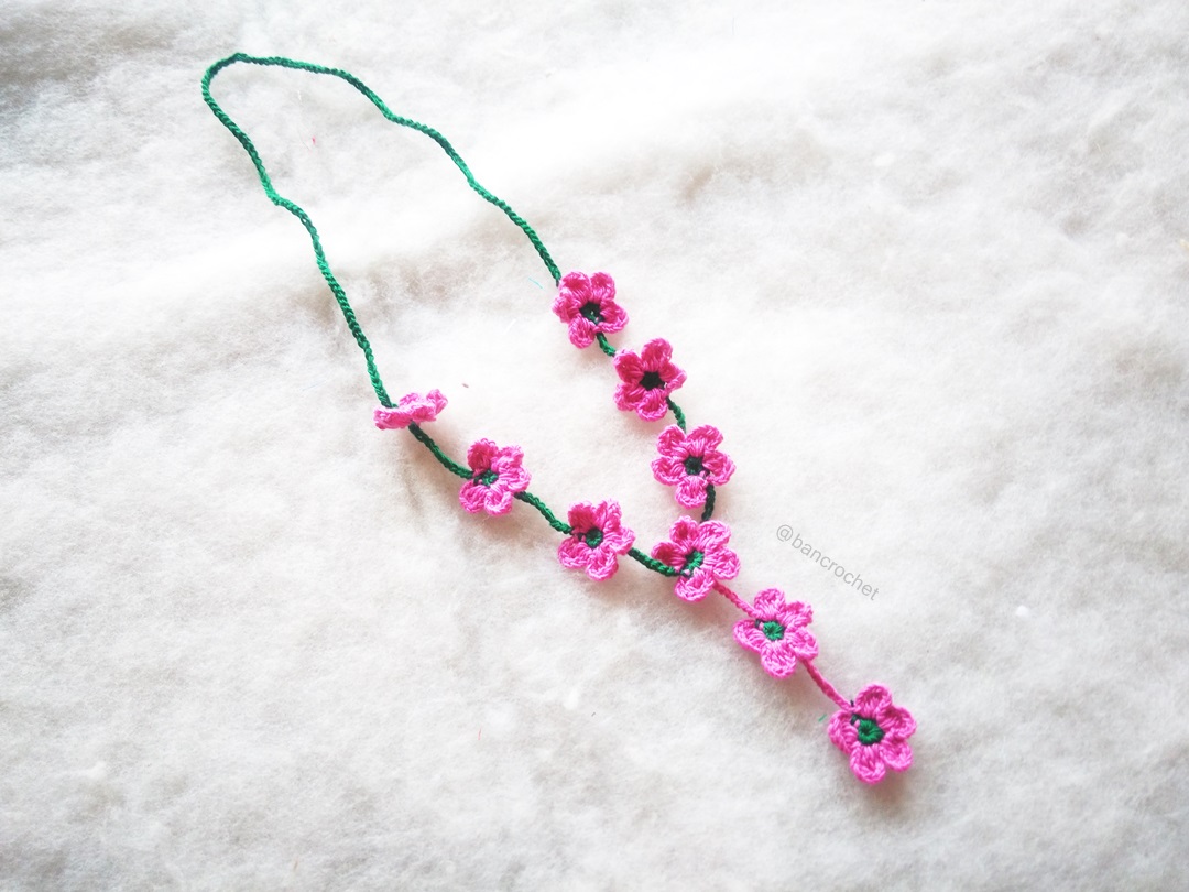 Bancrochet สร้อยคอุถักโครเชต์ necklace crochet สีม่วง 15 นิ้ว