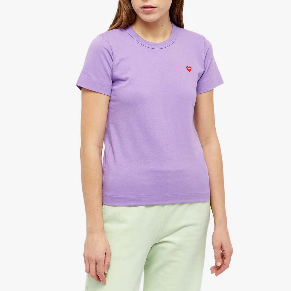 Comme Des Garcons Play Violet Cotton Red Heart Short Tee Size S