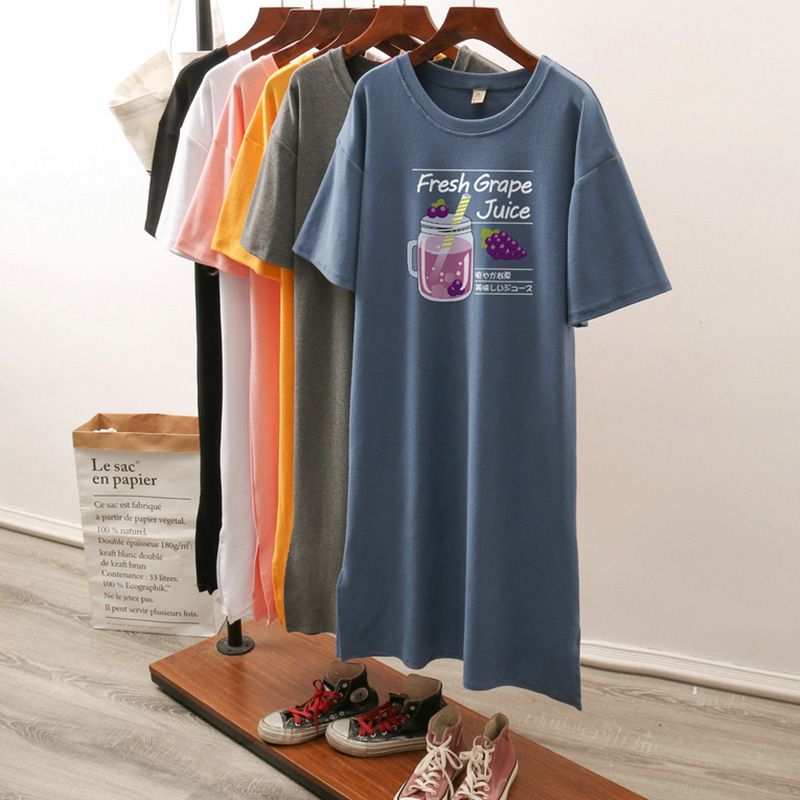 เดรสสไตล์เสื้อยืด S-3XL(อกเสื้อยืด 43- 51 นิ้ว)ใส่สบายๆอยู่บ้าน ใส่นอน