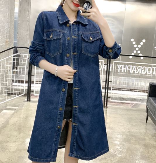 เสื้อแจ็คเก็ตยีนส์ เสื้อยีนส์แขนยาว ตัวยาว ใส่แบบ เสื้อโค้ท เสื้อคลุม เสื้อยีนส์ ใส่เที่ยว ต่างประเทศ แบบเท่ ดีไซน์สวย 789092