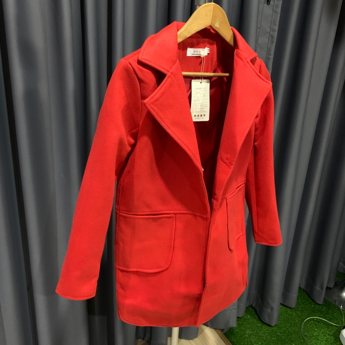 เสื้อโค้ท สไตล์เกาหลี ทรงคลาสสิค ใส่ง่ายเข้ากับทุกชุด กันหนาวได้ดี พร้อมส่ง สีแดง